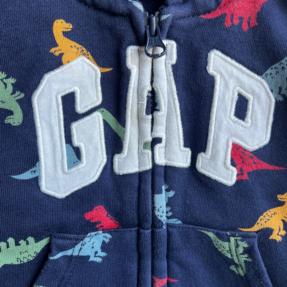 GAP Blue Dinosaur Zip Bear Hoodie 12-18 Months - Picture 2 of 5